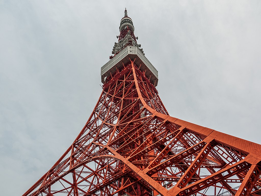 View from below onto the Tokyo Tower phot by Reinhold Möller  Creative Commons Attribution-Share Alike 4.0